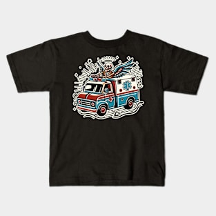 Skeleton Driving Ambulance - Untextured Kids T-Shirt